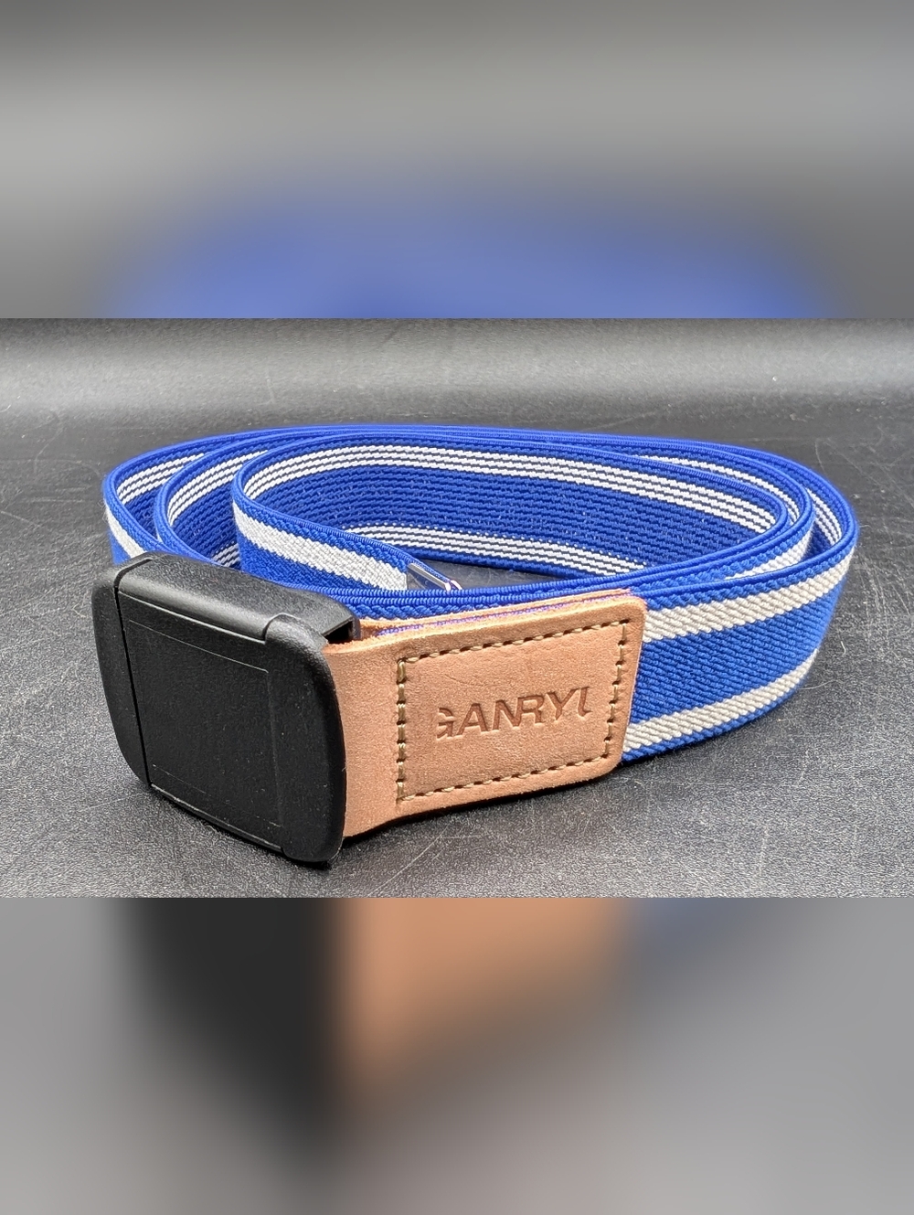 GANRYU Comme Des Garcons ER-K303 Blue & White Elastic Adjustable Belt Excellent